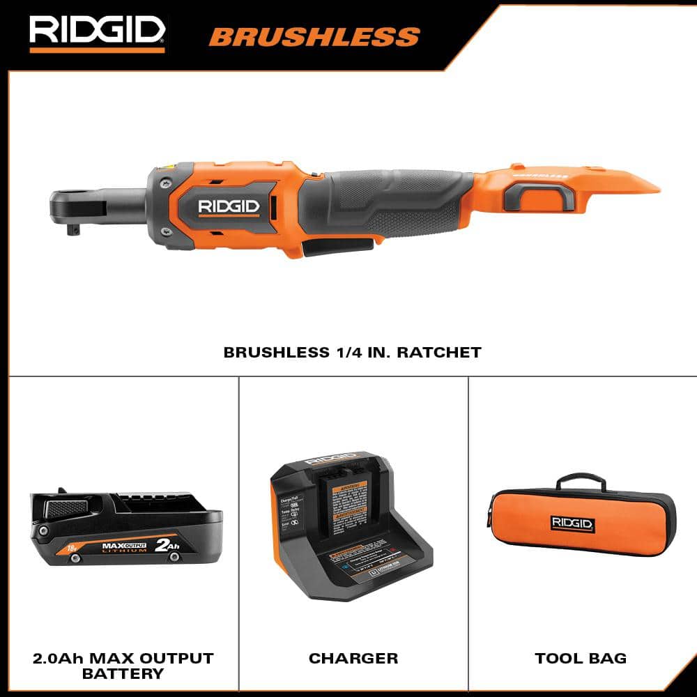 Kit de clé à cliquet sans fil 18 V 1/4 po avec batterie 2,0 Ah et chargeur