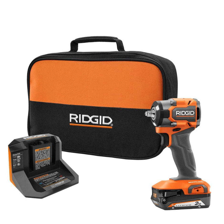 18V SubCompact Brushless Cordless 3/8 in. Impact Wrench Kit with 2.0 Ah Battery, Charger, and Bag