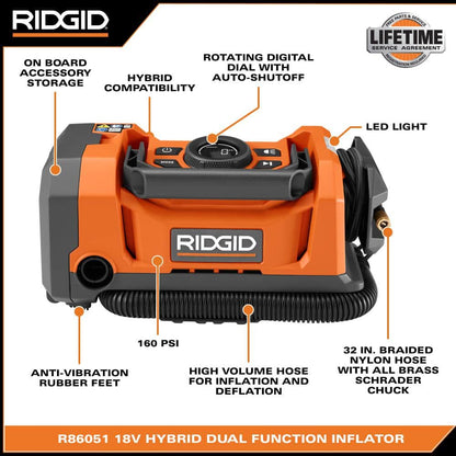 Kit de gonflage sans fil 18 V à double fonction avec batterie 2 Ah et chargeur
