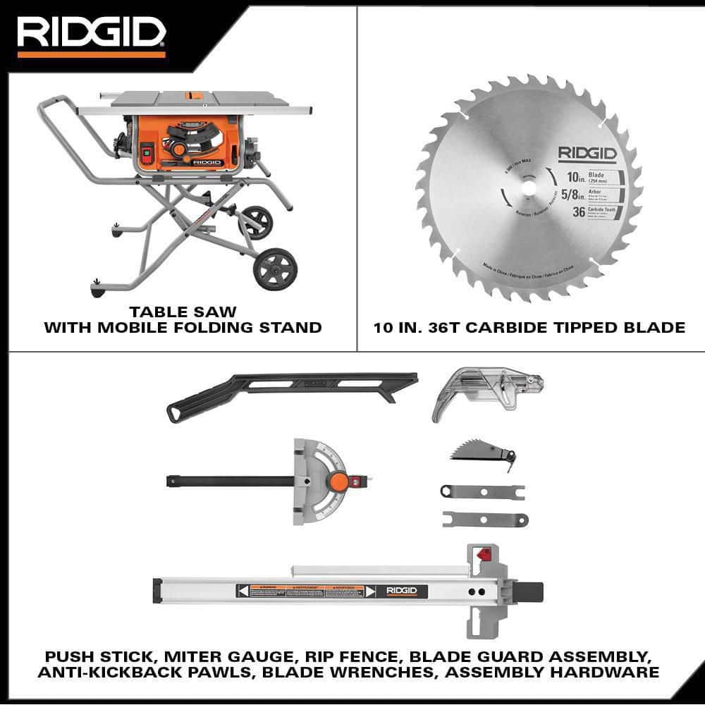 15 Amp 10 in. Portable Corded Pro Jobsite Table Saw with Stand