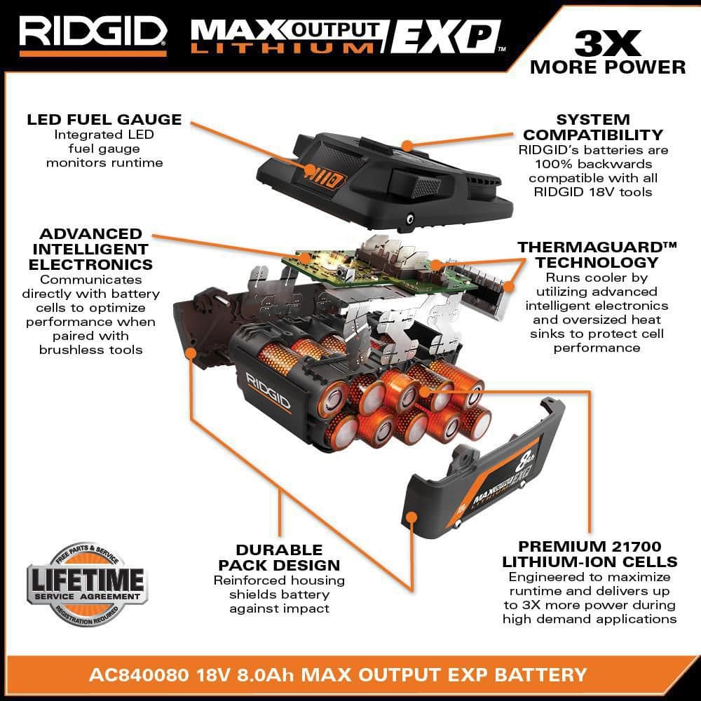 Batterie lithium-ion EXP 18 V 8,0 Ah à puissance maximale (lot de 2)