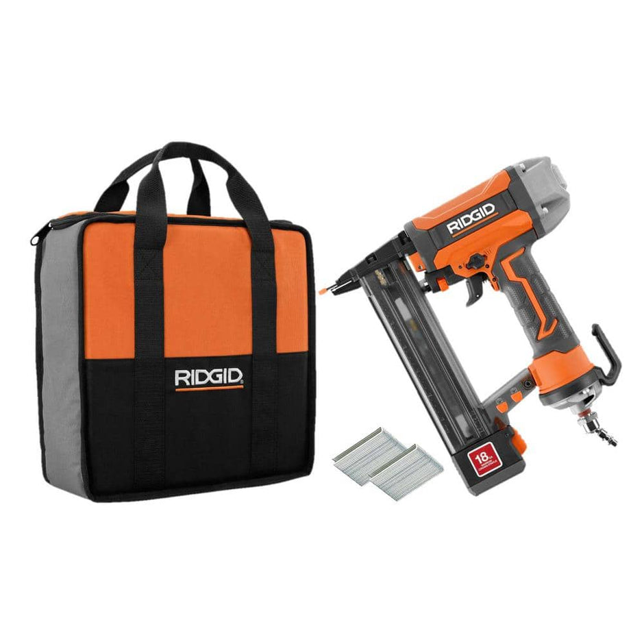 Pneumatic 18-Gauge 1-1/2 in. Finish Stapler with Contractor's Bag
